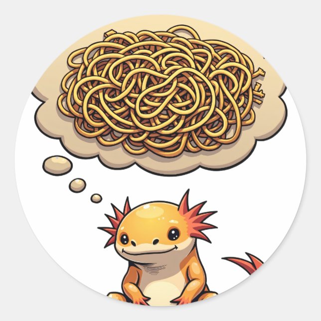 Overthink This Axolotl Introvert Humour Spaghetti  Classic Round Sticker (Front)