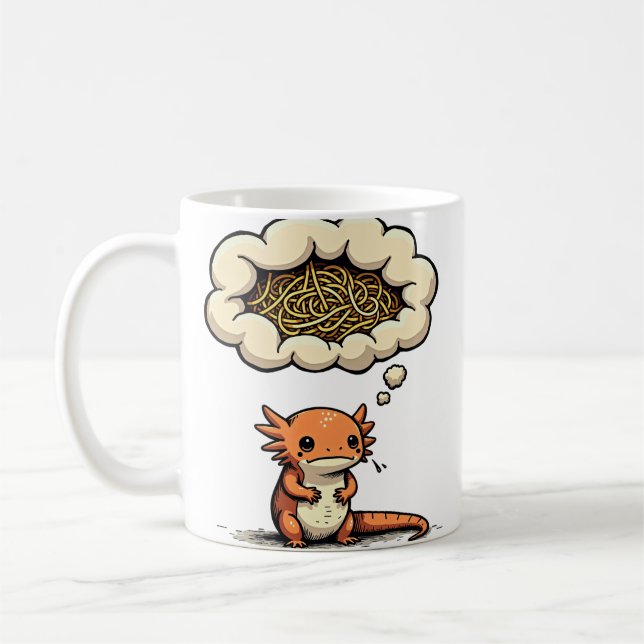 Overthink This Funny Axolotl Introvert Anxiety Coffee Mug (Left)