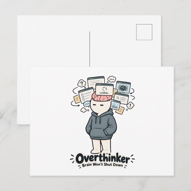 Overthinker Brain Won't Shut Down Funny Meme Postcard (Front/Back)