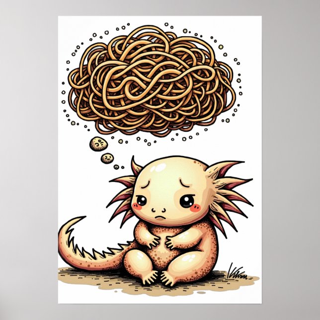 Overthinking Axolotl Introvert Humour Funny Quote  Poster (Front)