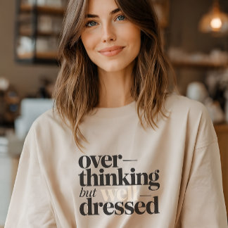 Overthinking But Well Dressed Funny Minimalist Tri-Blend Shirt