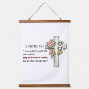 Overthinking Christian Quote Faith Over Fear Hanging Tapestry