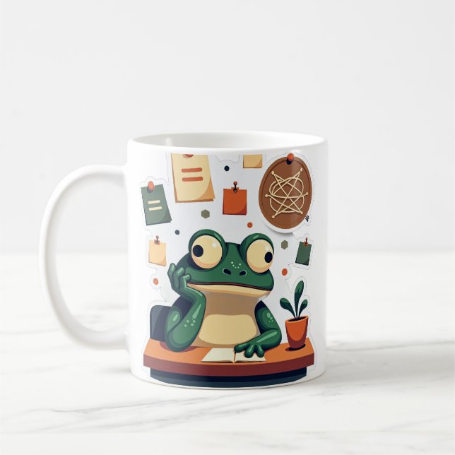 Overthinking Frog Funny Anxiety Humour Introvert Coffee Mug (Left)