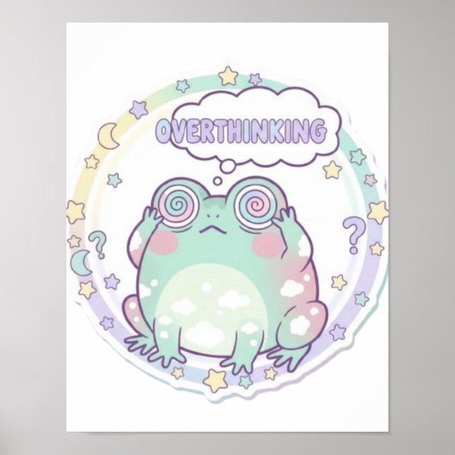 Overthinking Frog Poster Colourful Aesthetic Frog  (Front)