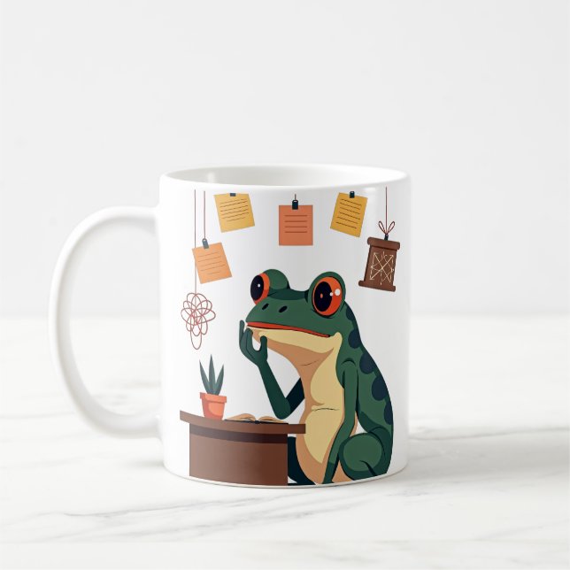 Overthinking Frog Sticker Funny Anxiety Humour Int Coffee Mug (Left)
