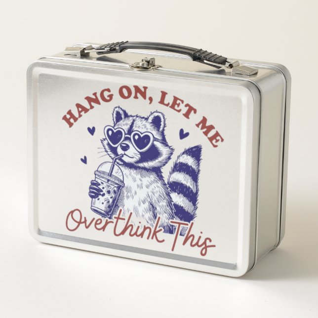 Overthinking Racoon Metal Lunch Box (Front)