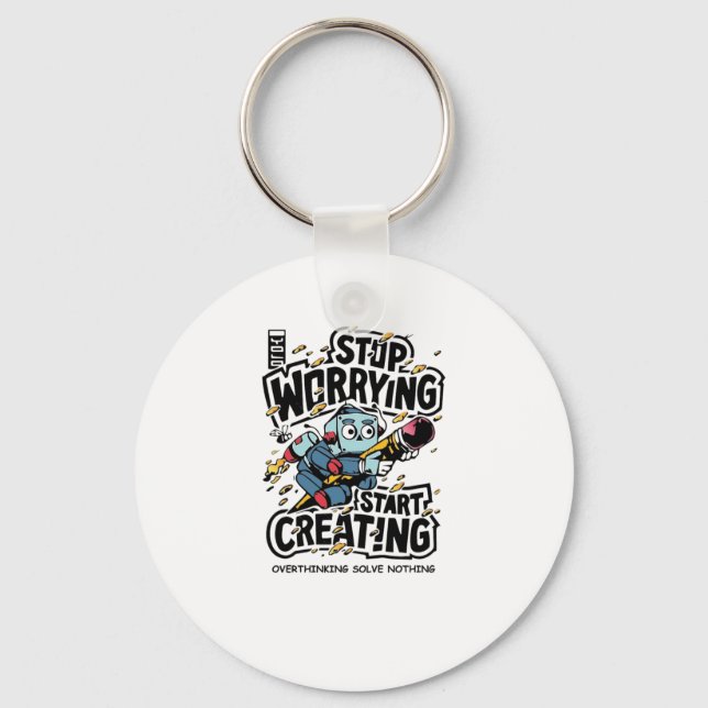 Overthinking Solves No Thing Sticker  Key Ring (Front)