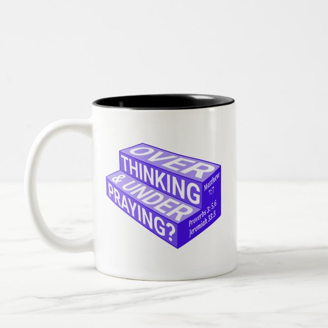 Overthinking & Underpraying Mug w verses (purple) (Left)