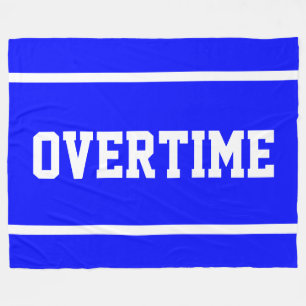 OVERTIME Athletic White Text Stripes On Royal Blue Fleece Blanket