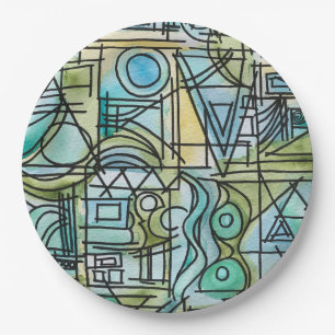 Overture-Hand Painted Modern Geometric Art Paper Plate