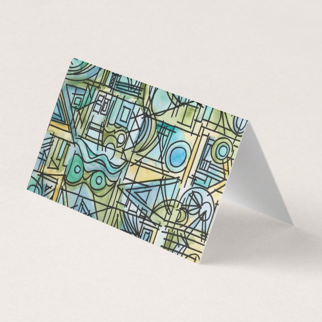 Overture-Modern Bauhaus Geometric Watercolor Art Business Card (Back)