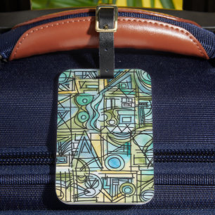 Overture-Modern Geometric Watercolor Art Luggage Tag