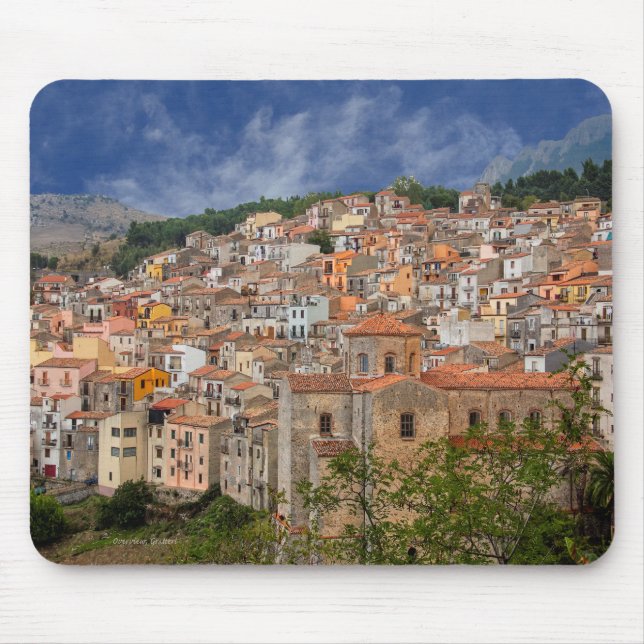 Overview of a Sicilian mountain town Mouse Pad (Front)
