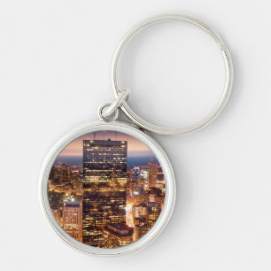 Overview of Boston at night Key Ring
