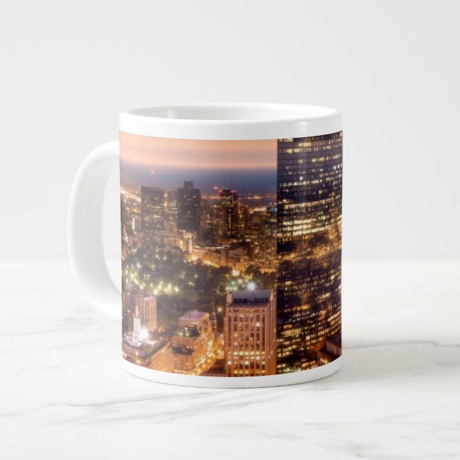 Overview of Boston at night Large Coffee Mug (Front Left)