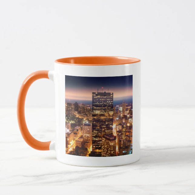 Overview of Boston at night Mug (Left)