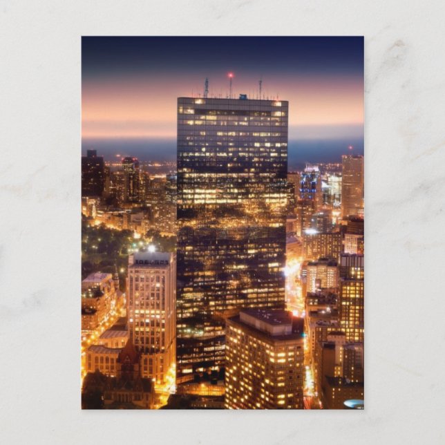 Overview of Boston at night Postcard (Front)