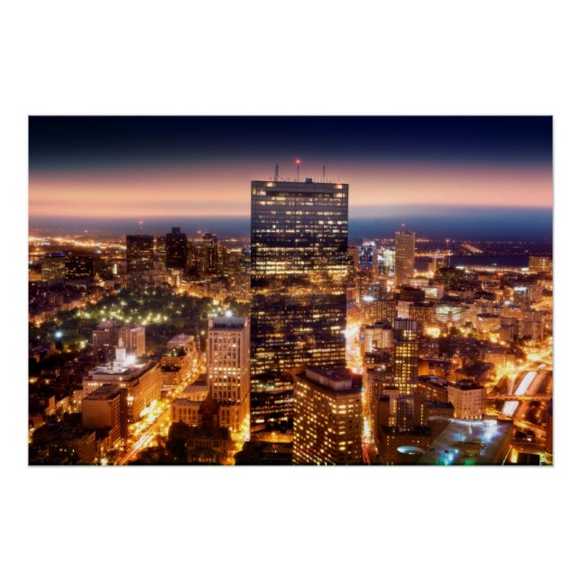 Overview of Boston at night Poster (Front)