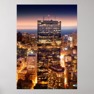 Overview of Boston at night Poster