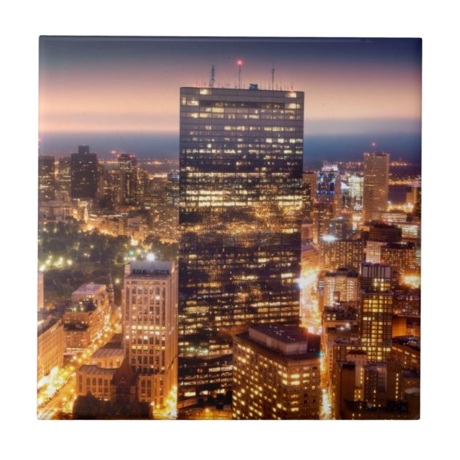 Overview of Boston at night Tile (Front)