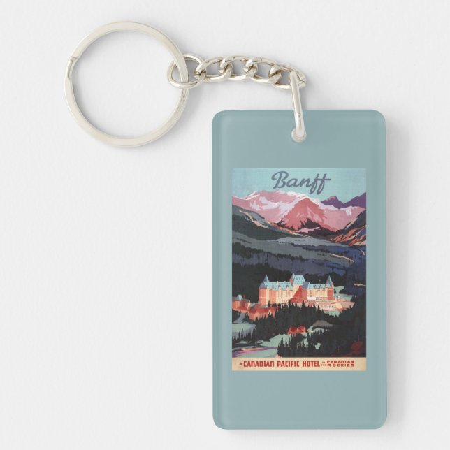 Overview of the Banff Springs Hotel Poster Key Ring (Front)