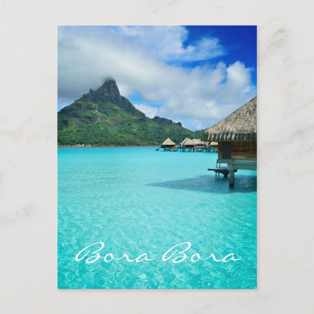 Overwater bungalow, Bora Bora vertical text card (Front)