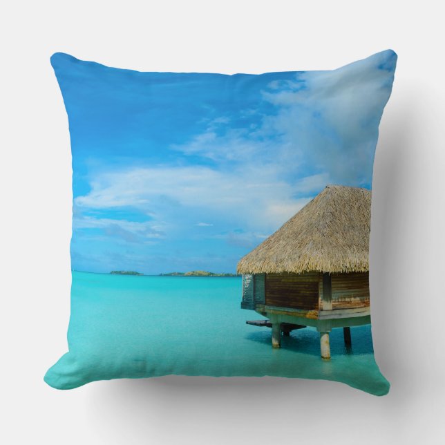 Overwater bungalow on Bora Bora Cushion (Front)
