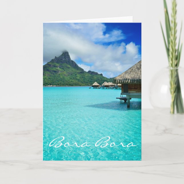 Overwater bungalows, Bora Bora greeting card (Front)