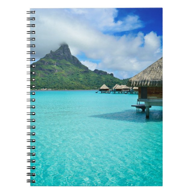 Overwater bungows in Bora Bora lagoon notebook (Front)