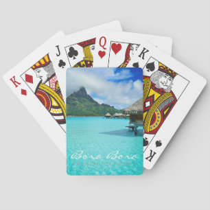 Overwater bungows in Bora Bora lagoon poker deck