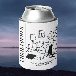 Overweight Unfit Obese Man Tries to Keep Fit Funny Can Cooler