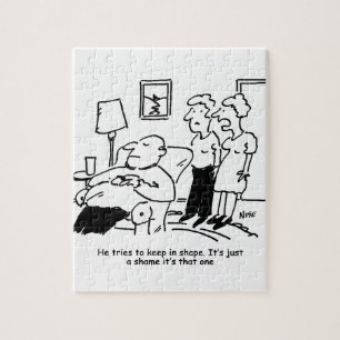 Overweight Unfit Obese Man Tries to Keep Fit Funny Jigsaw Puzzle