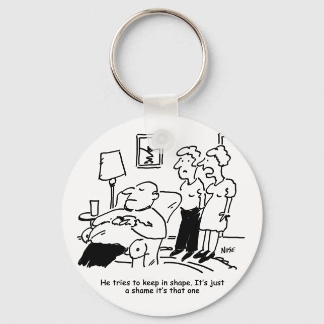 Overweight Unfit Obese Man Tries to Keep Fit Funny Key Ring (Front)