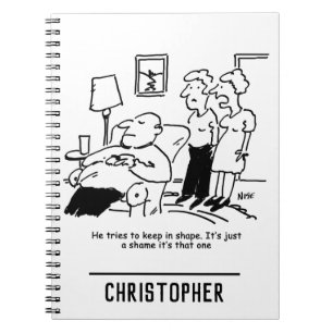 Overweight Unfit Obese Man Tries to Keep Fit Funny Notebook