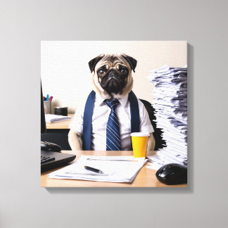 Overwhelmed Office Pug Canvas Print