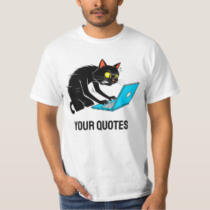 Overworked Cat Typing on Laptop T-Shirt