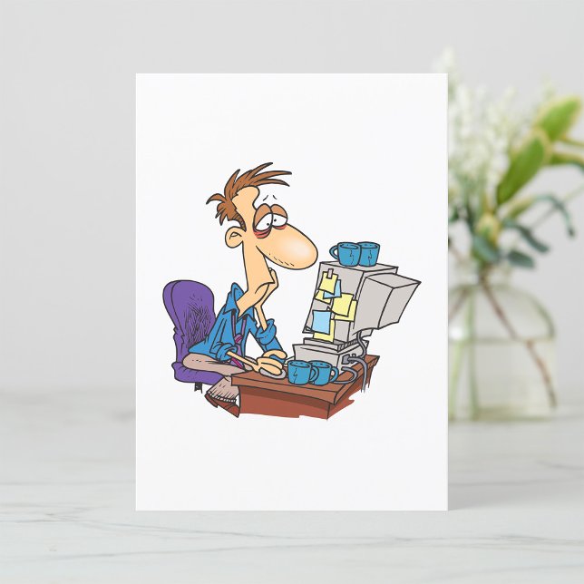 Overworked Office Worker Funny Tired Employee Invitation (Creator Uploaded)