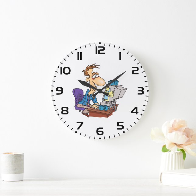 Overworked Office Worker Funny Tired Employee Large Clock (Creator Uploaded)