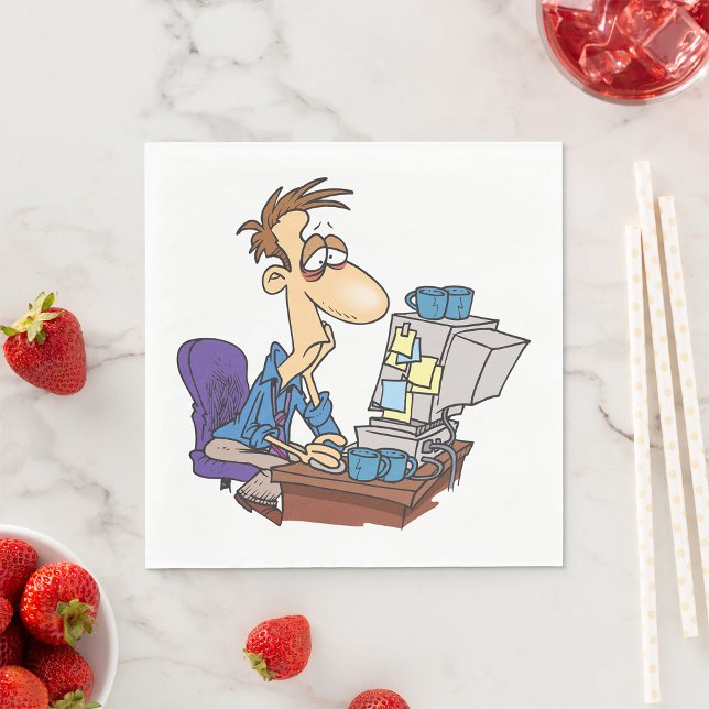 Overworked Office Worker Funny Tired Employee Napkin (Creator Uploaded)