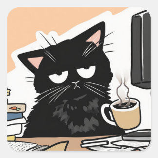 Overworked & Over-Caffeinated Square Sticker