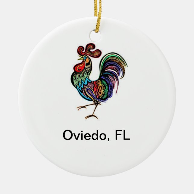 Oviedo Chicken Round Ceramic Ornament (Front)