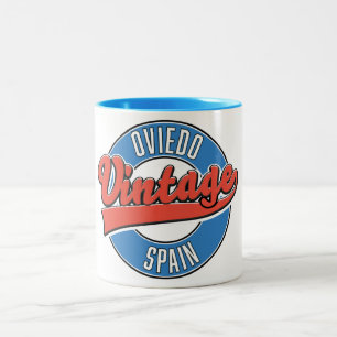 Oviedo spain vintage style logo Two-Tone coffee mug