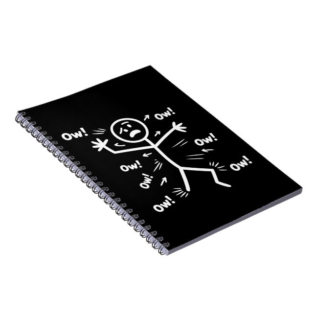 Ow Ow Ow Comedy Stick Character Funny Chronic Pain Notebook (Right Side)