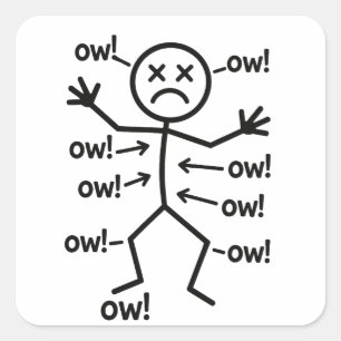 Ow Ow Ow Ow Ow Ow Ow Character Funny Square Sticker