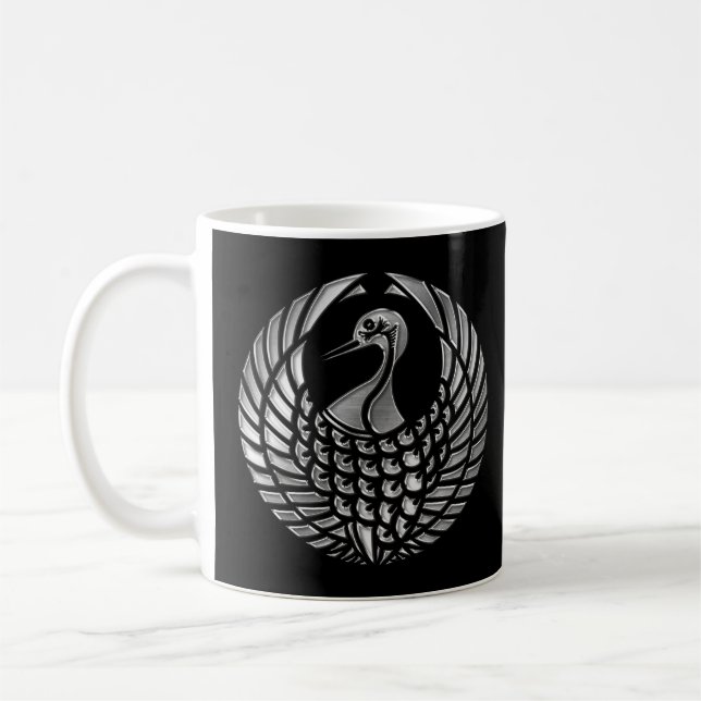 Owari Mori Clan Kamon Silver Chrome Coffee Mug (Left)