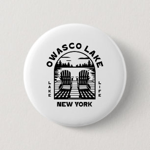 Owasco Lake New York Outdoors Vintage 6 Cm Round Badge
