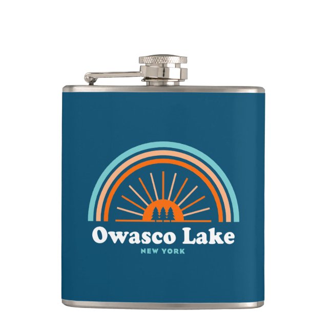 Owasco Lake New York Rainbow Hip Flask (Front)