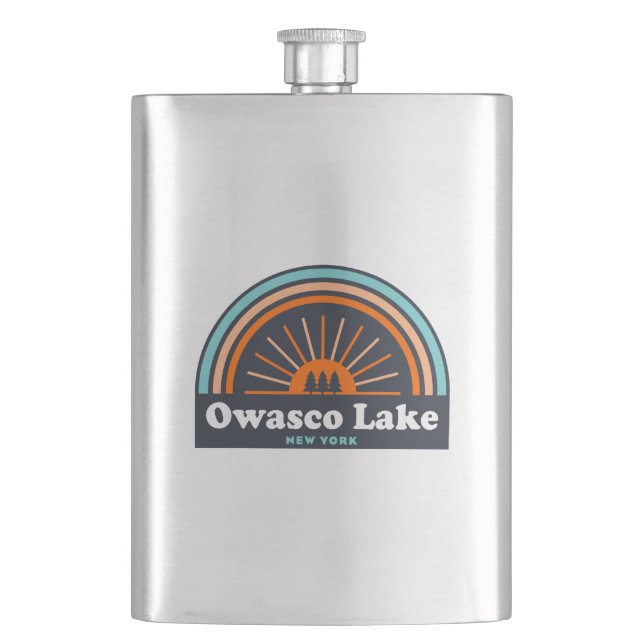 Owasco Lake New York Rainbow Hip Flask (Front)