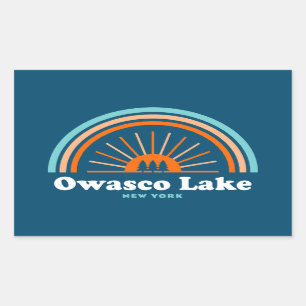 Owasco Lake New York Rainbow Rectangular Sticker