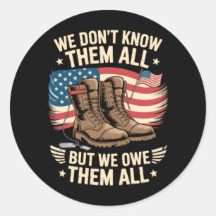 Owe Patriotic Veterans Day Memorial Day Classic Round Sticker